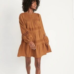 Old Navy Long Sleeve Peasant Dress in Rust